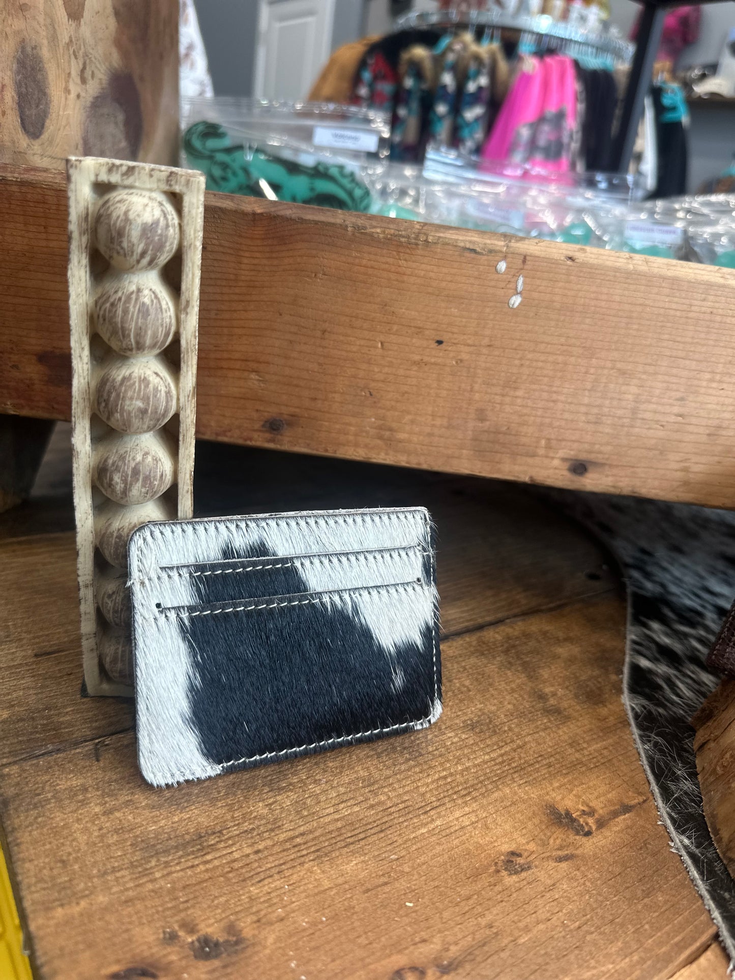 Black and White Western Card Holder Wallet