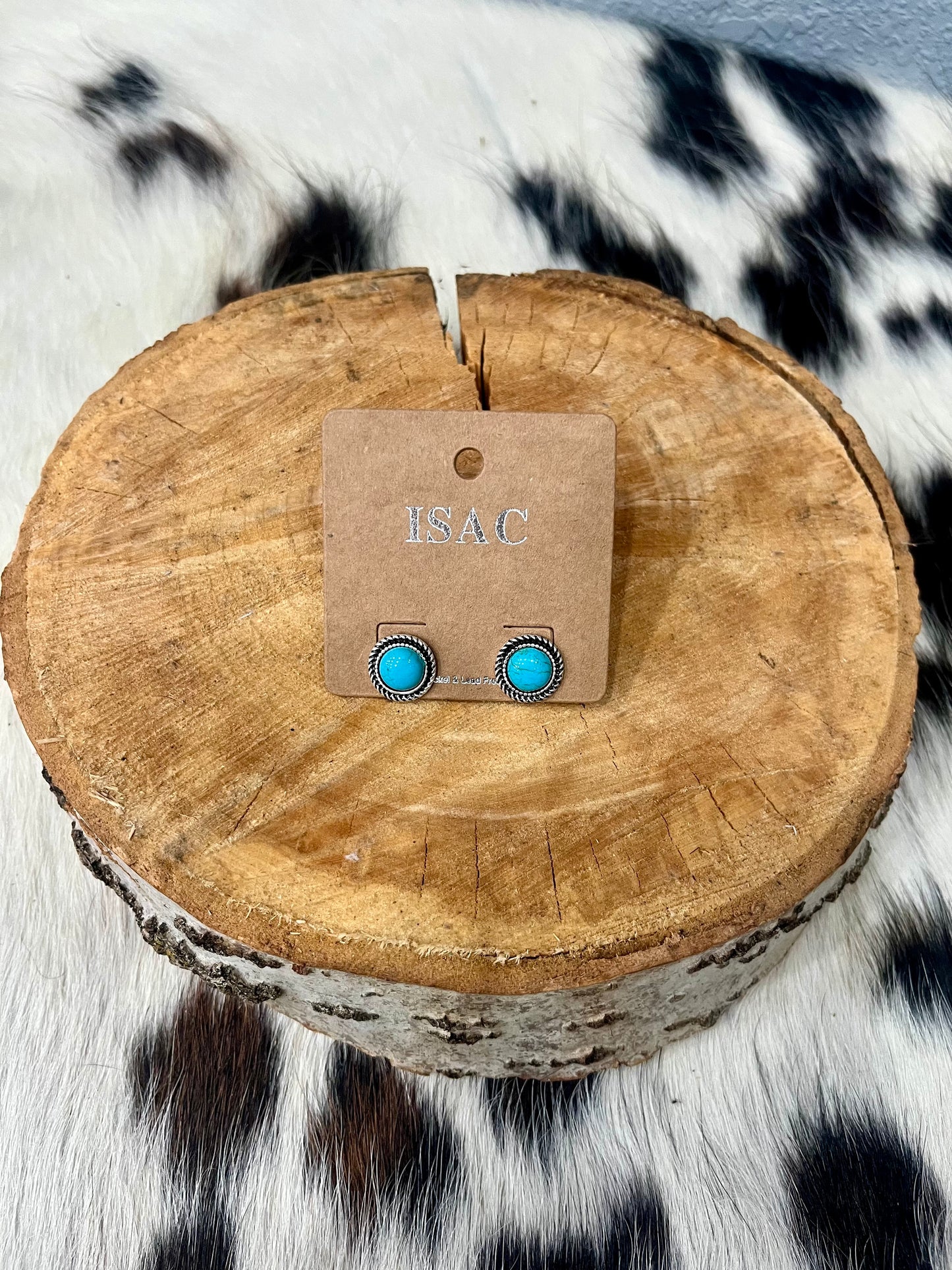 9mm Round Coated Synthetic Stone Stud Earrings