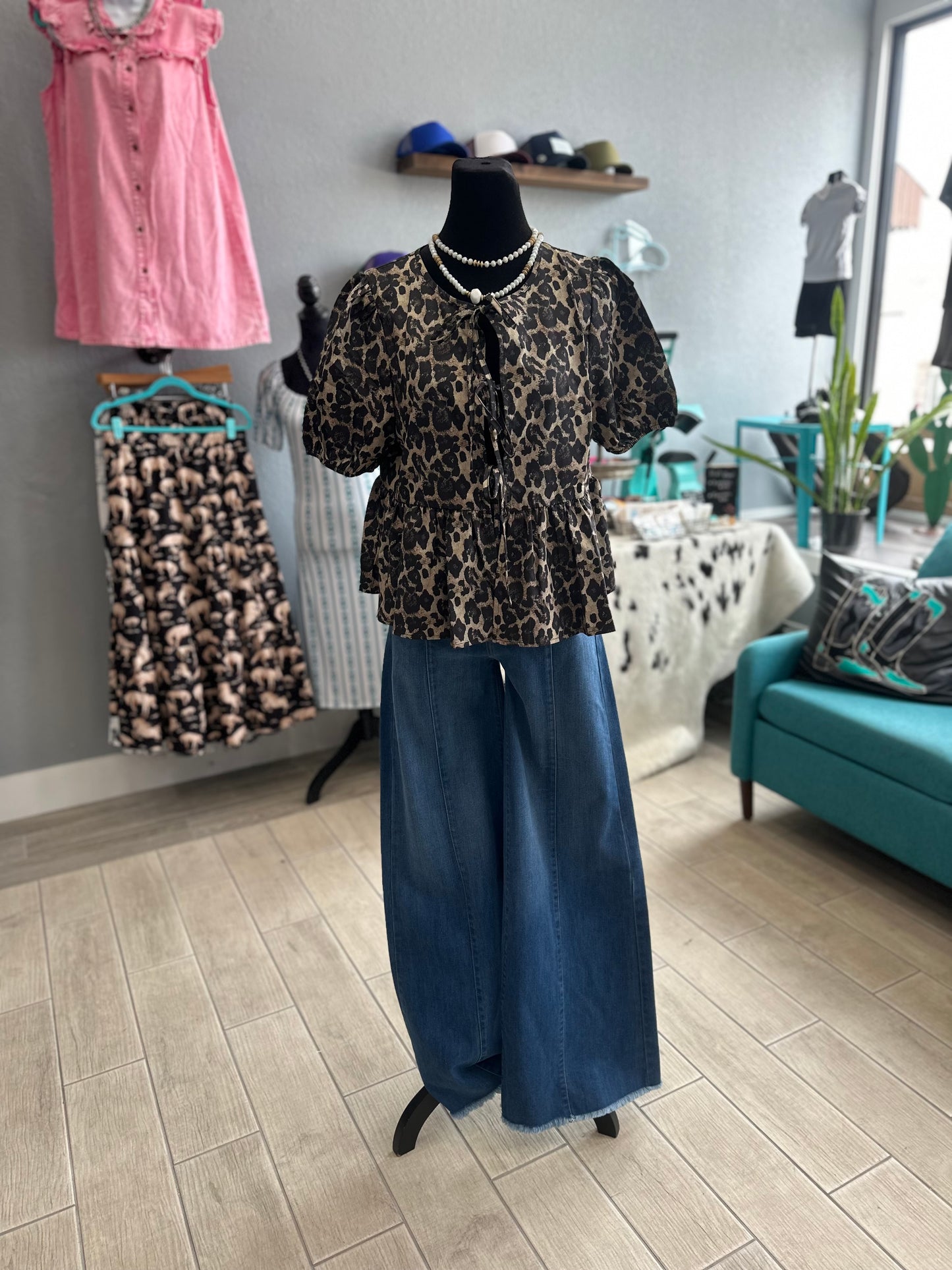 The Leopard Tie Top