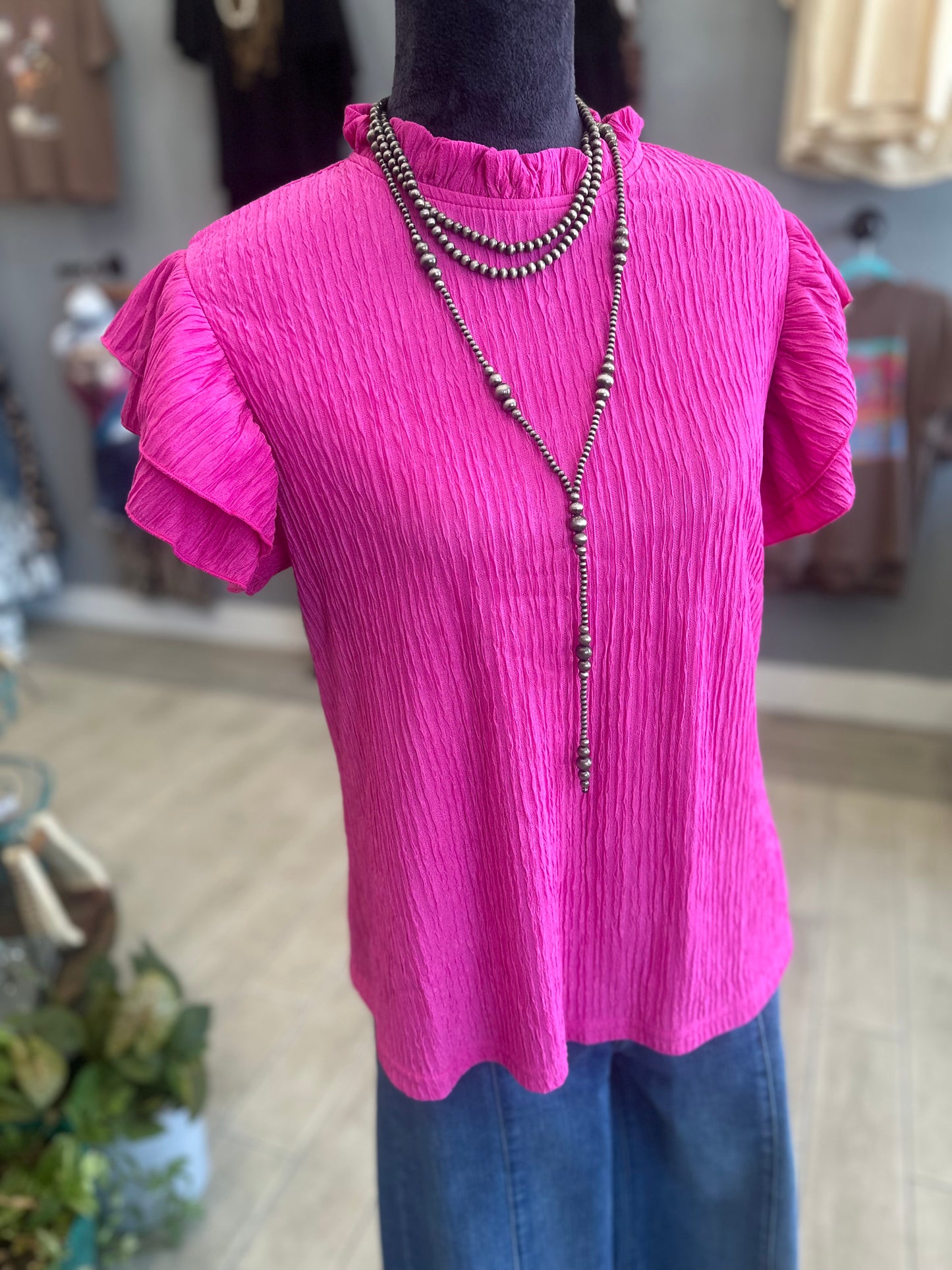 Pink Ruffle Short Sleeve