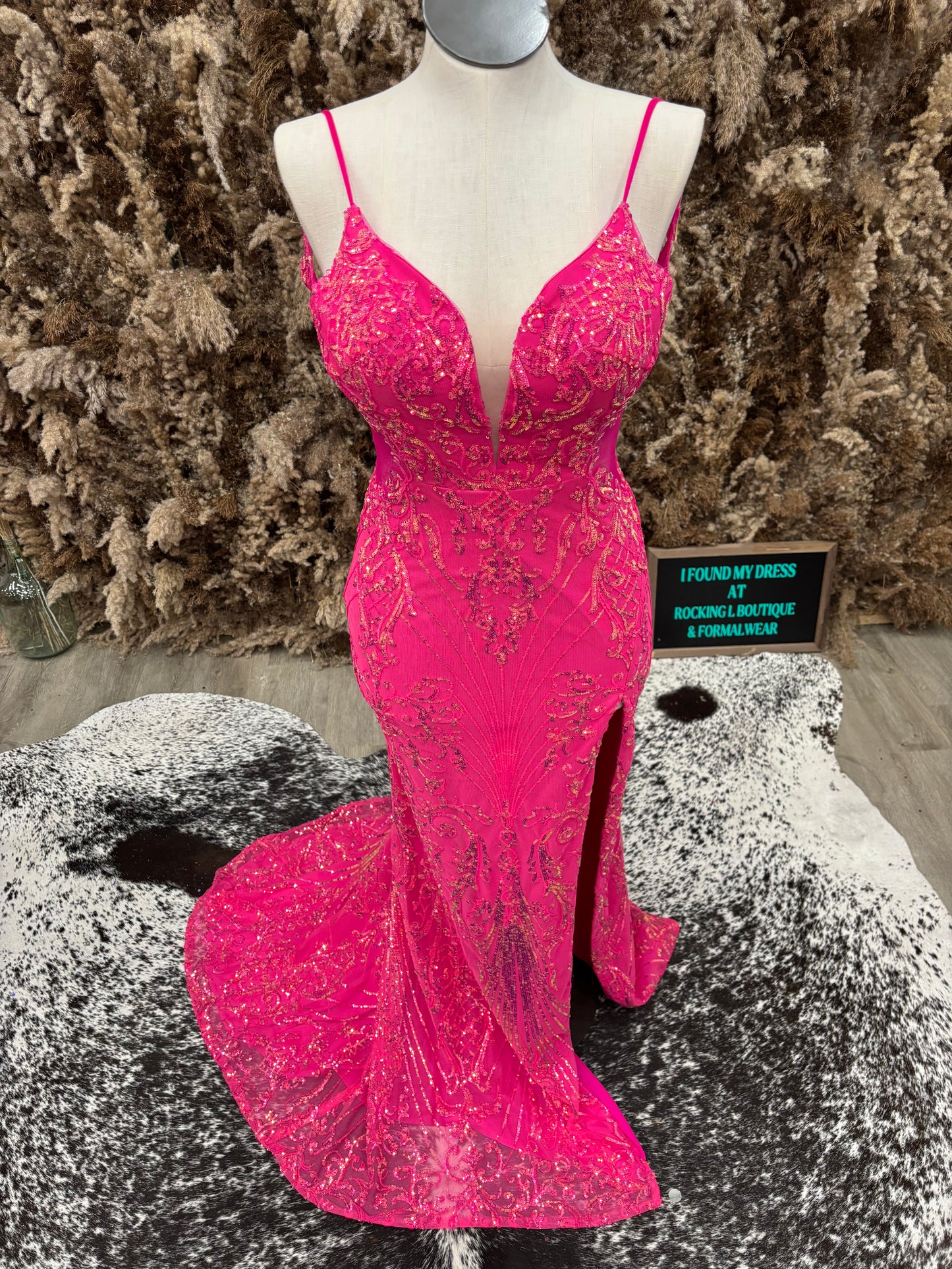 Fuchsia Embellished Gown