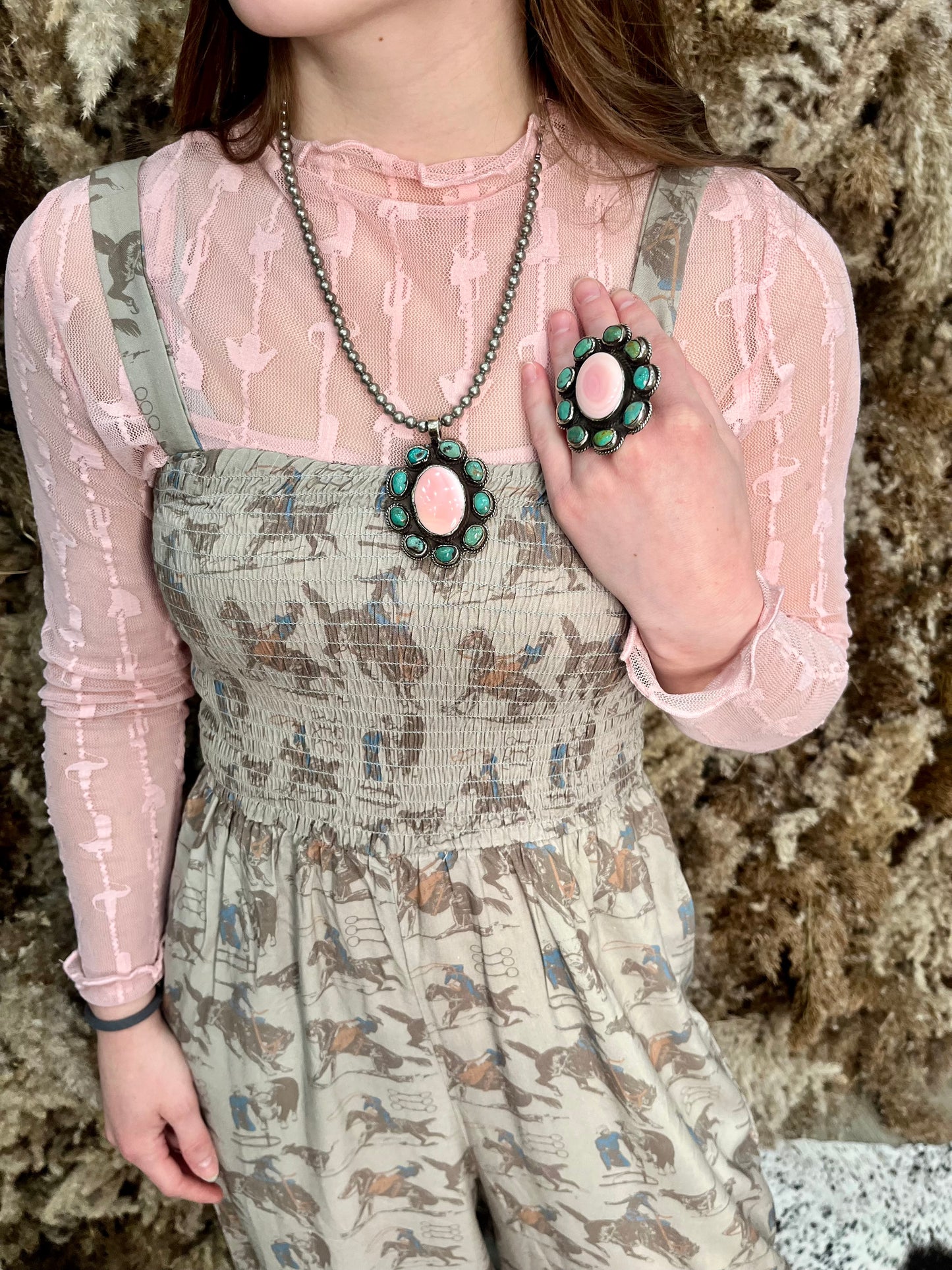 The Pink Conch and Turquoise Ring