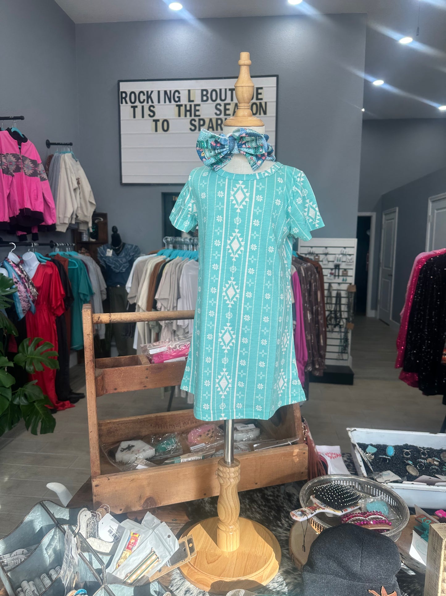 Mini Walking in Turquoise Dress