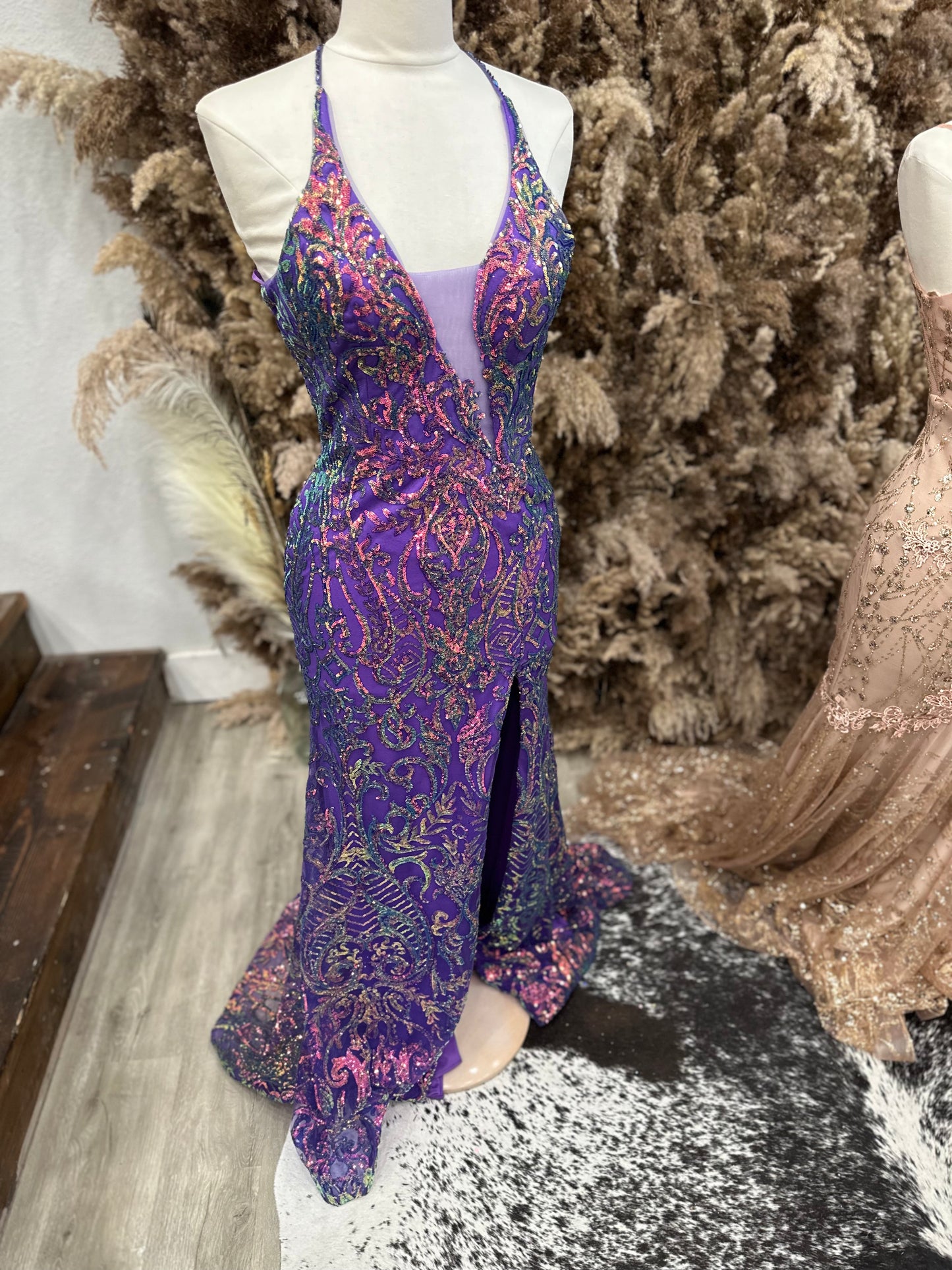 Iridescent Purple Embellished Gown