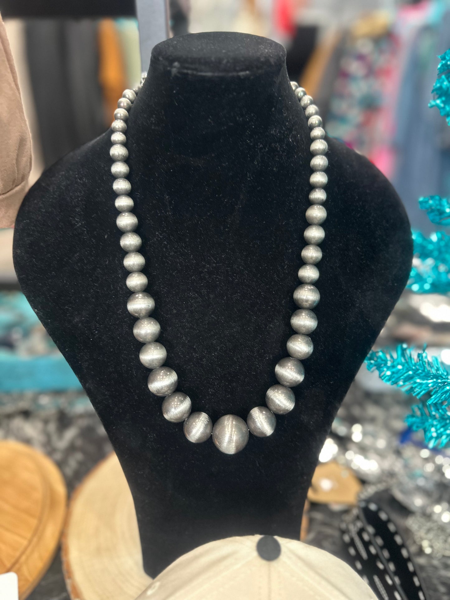 30" Big Faux Navajo Pearl Bead Necklace