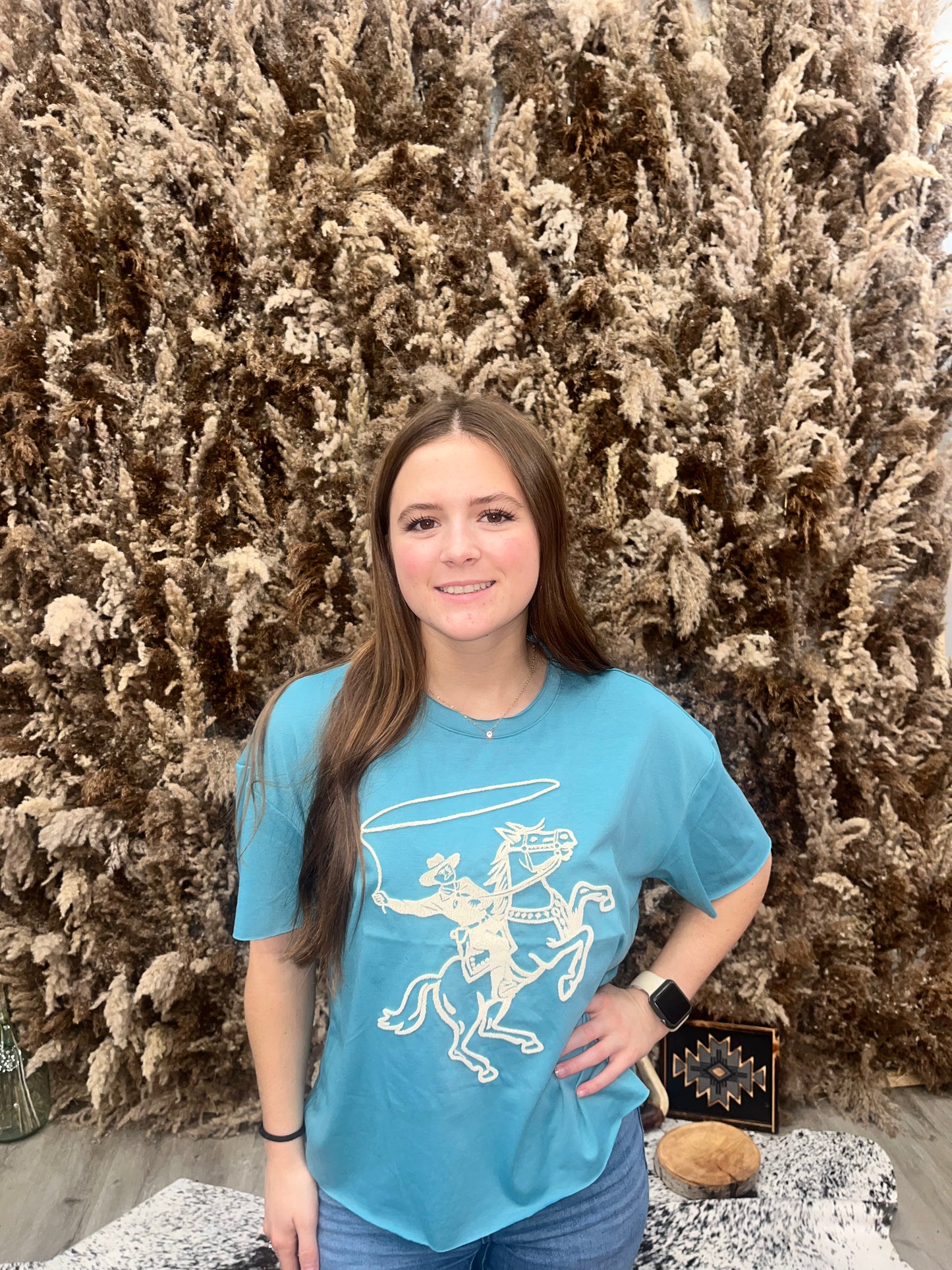 The Roping Cowboy Textured Graphic Tee