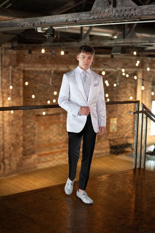 White/Silver Paisley Aries Tuxedo