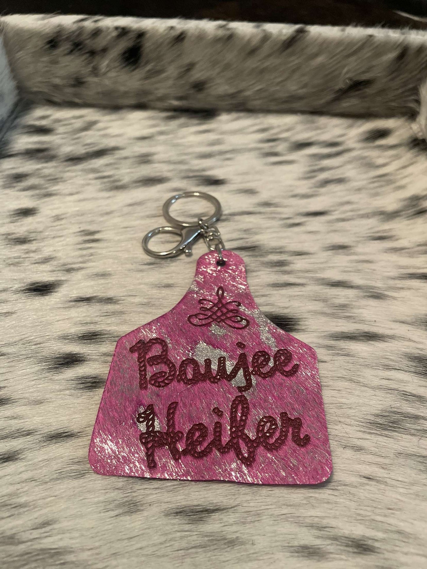 The Boujee Heifer Cow Tag Keychain