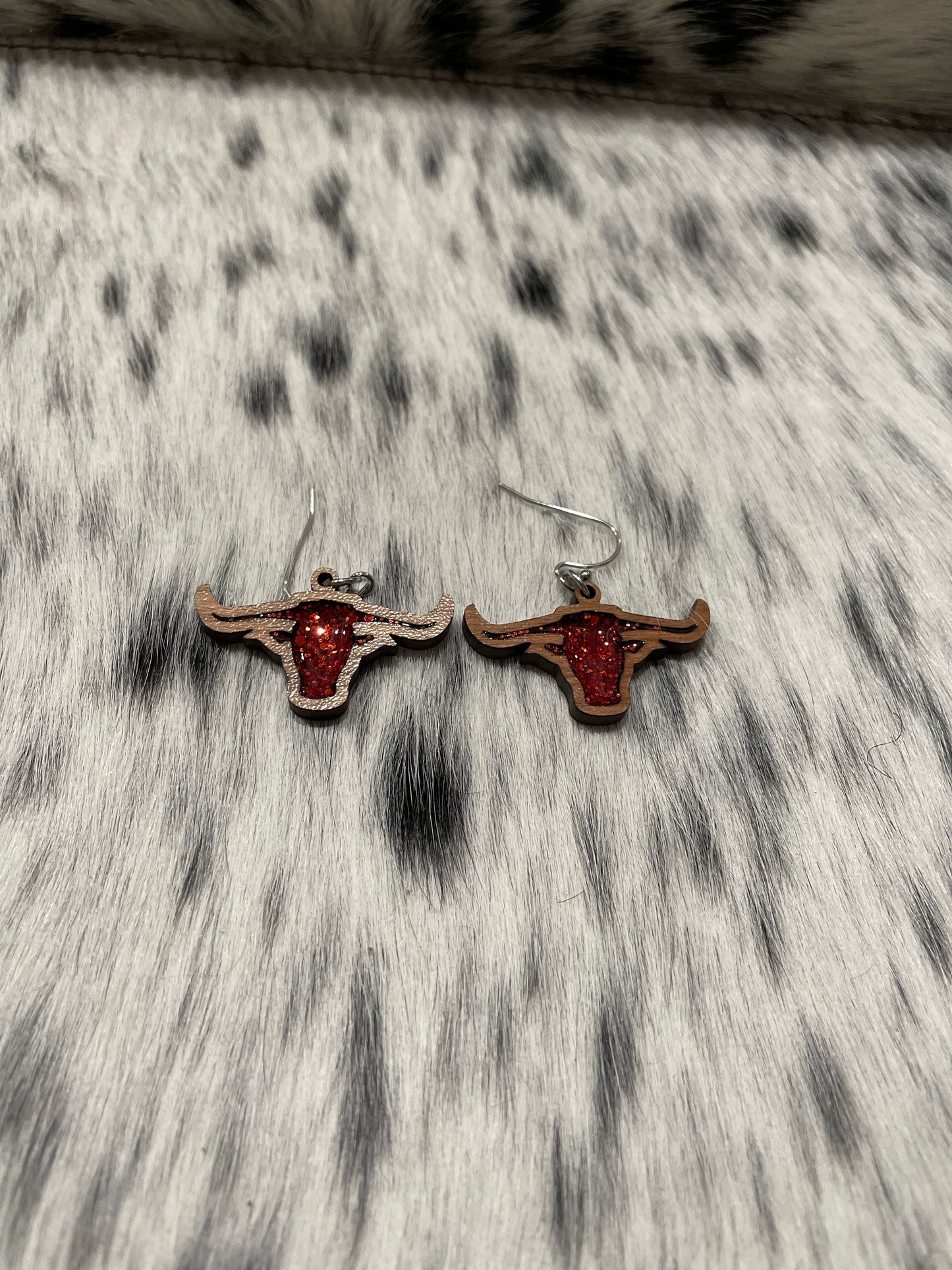 The Wooden Longhorn Earrings