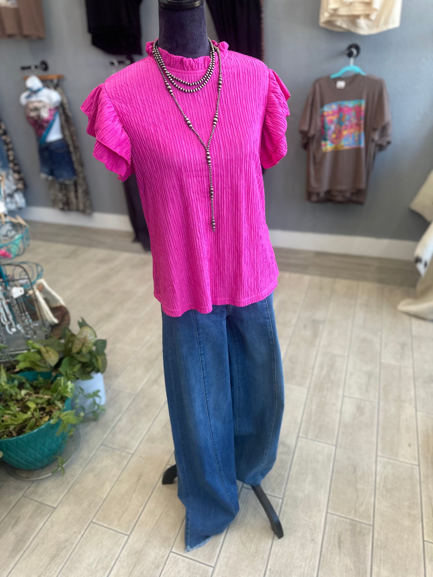 Pink Ruffle Short Sleeve