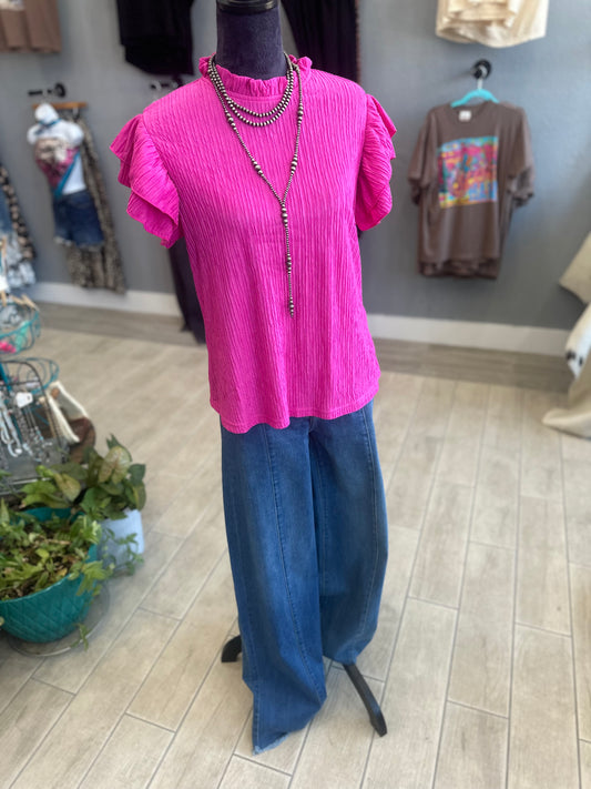 Pink Ruffle Short Sleeve