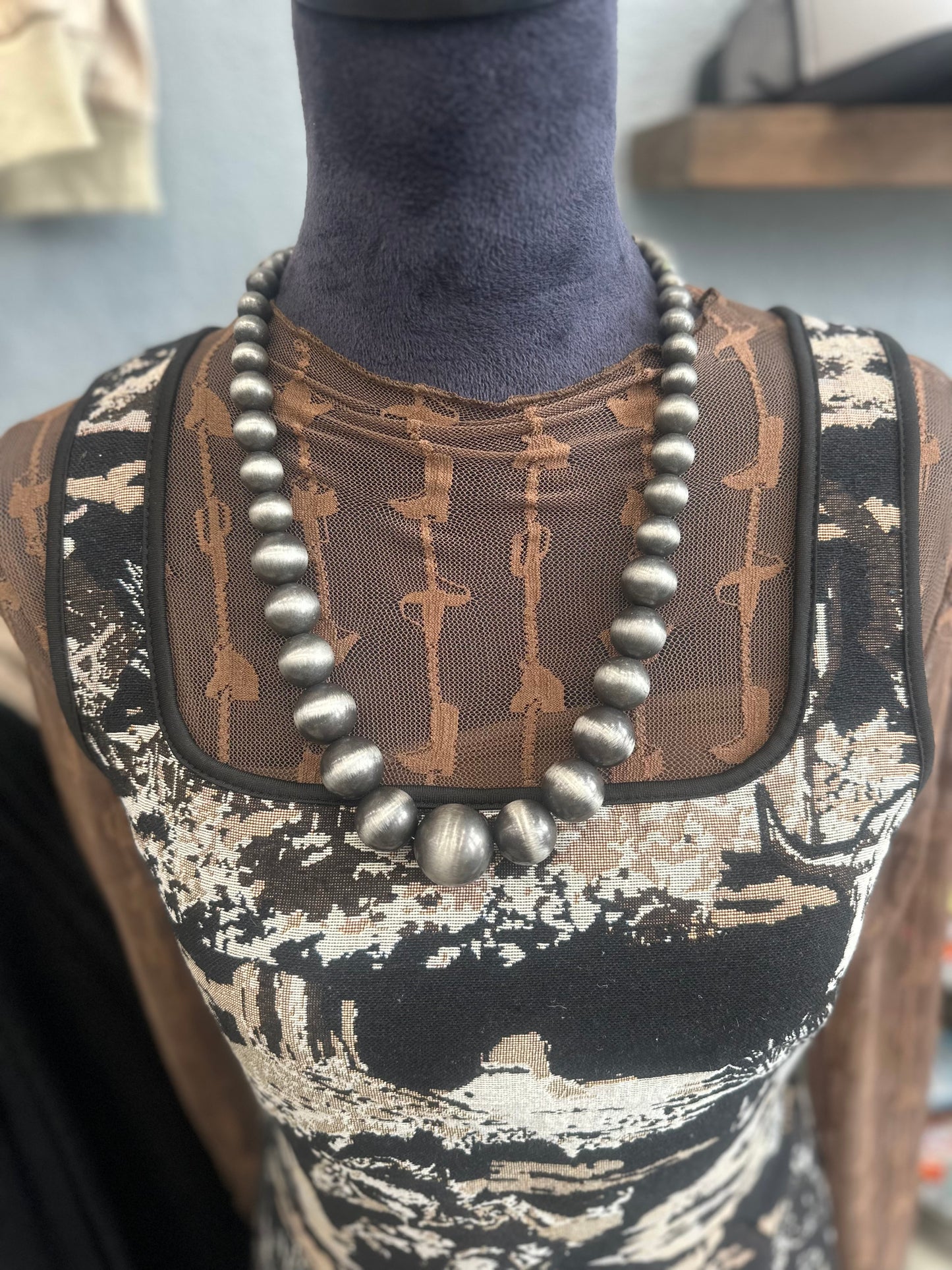 24" Big Graduated Faux Navajo Pearl