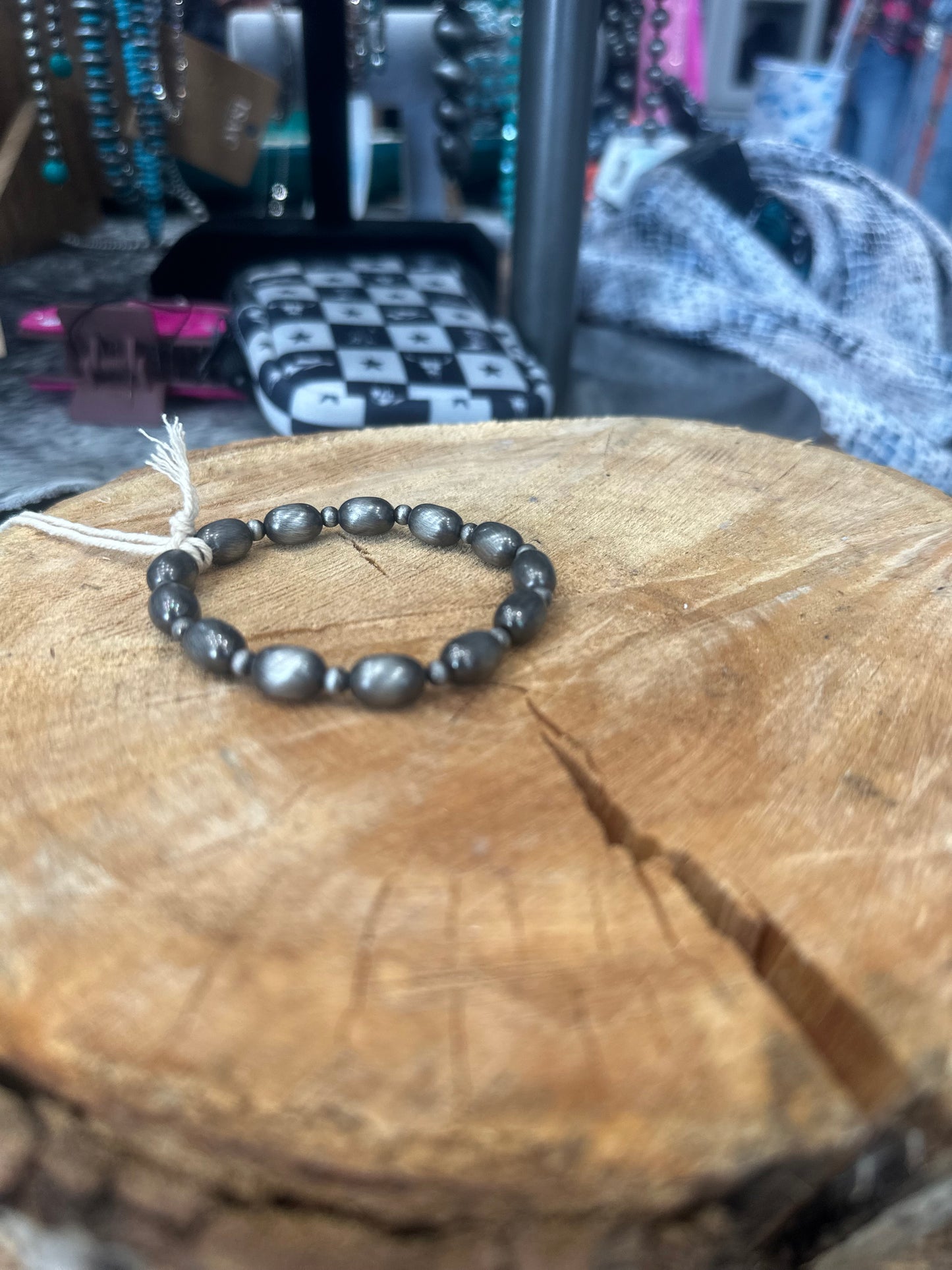 Faux Oval Navajo Bead Stretch Bracelet