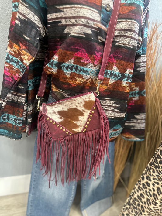 The Berry and Cowhide Purse