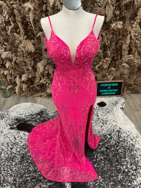 Fuchsia Embellished Gown