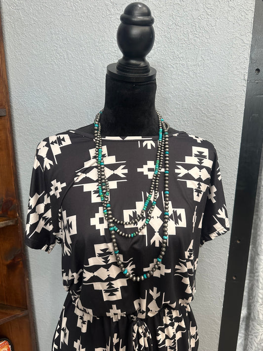 The Three Strand Faux Navajo Pearl with Turquoise Necklace