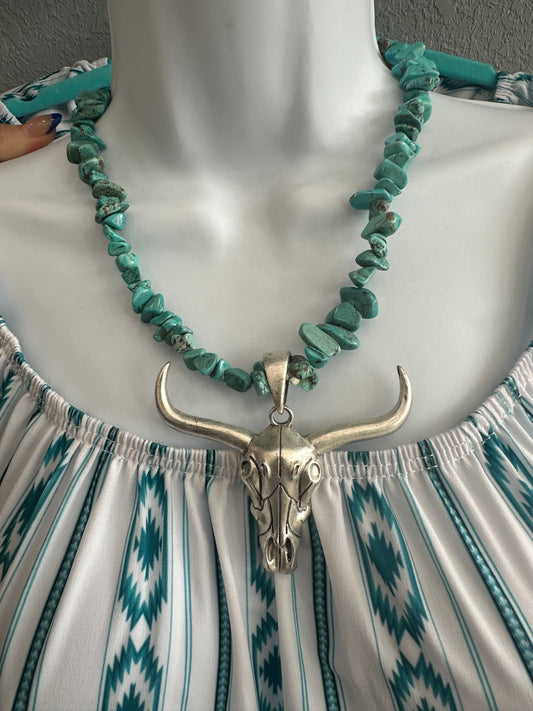 The Faux Turquoise Longhorn Necklace