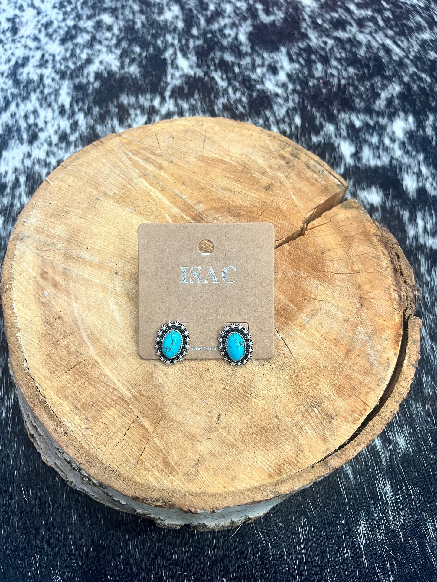 Oval Faux Turquoise Stud Earrings