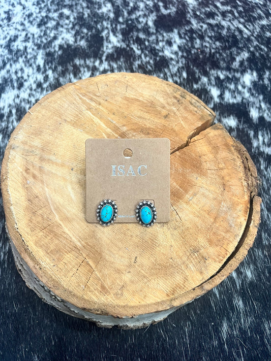 Oval Faux Turquoise Stud Earrings