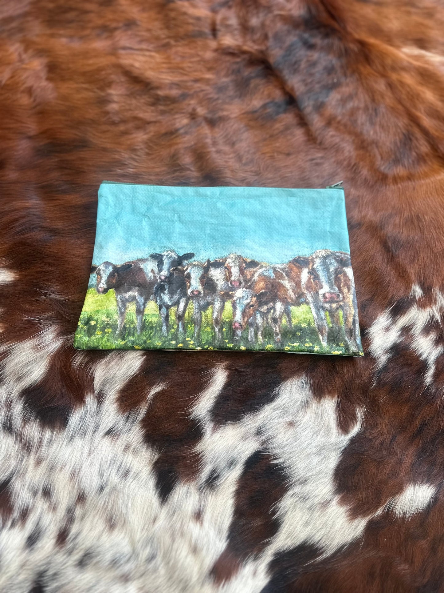 Cow Water Resistant Zipper Pouches