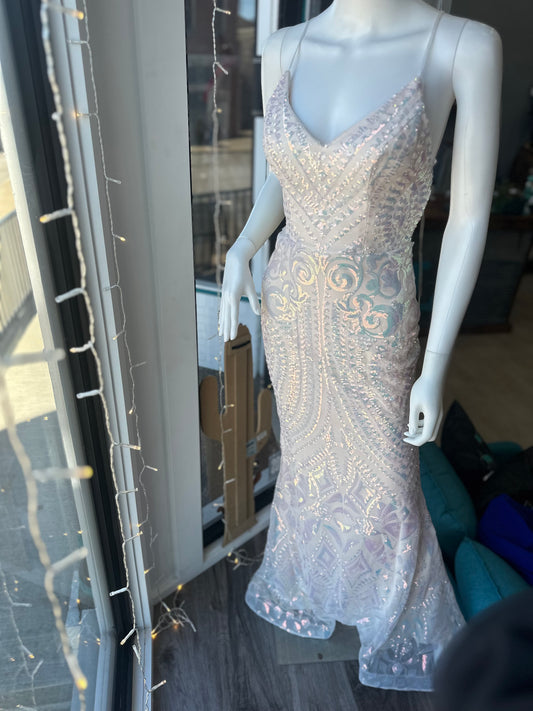 Spaghetti Strap Embellished Sheath Gown