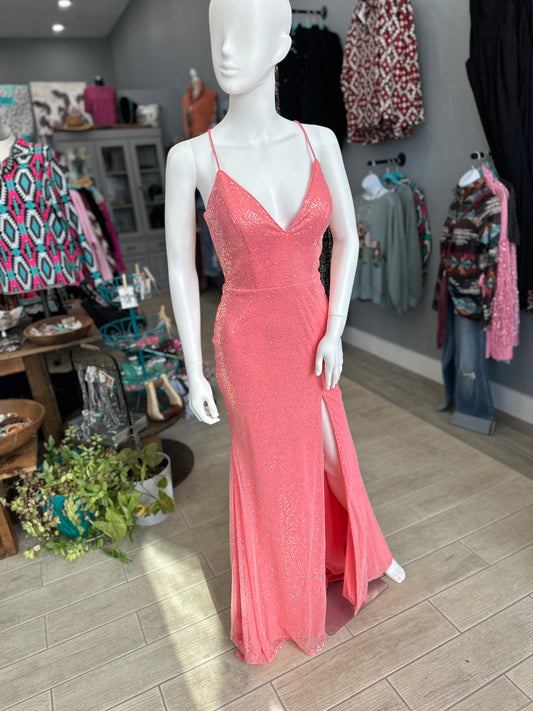 Coral Sequin Gown