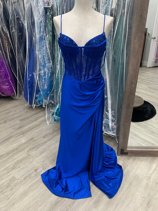 Strapless Sheer Boned Lace Up Dress