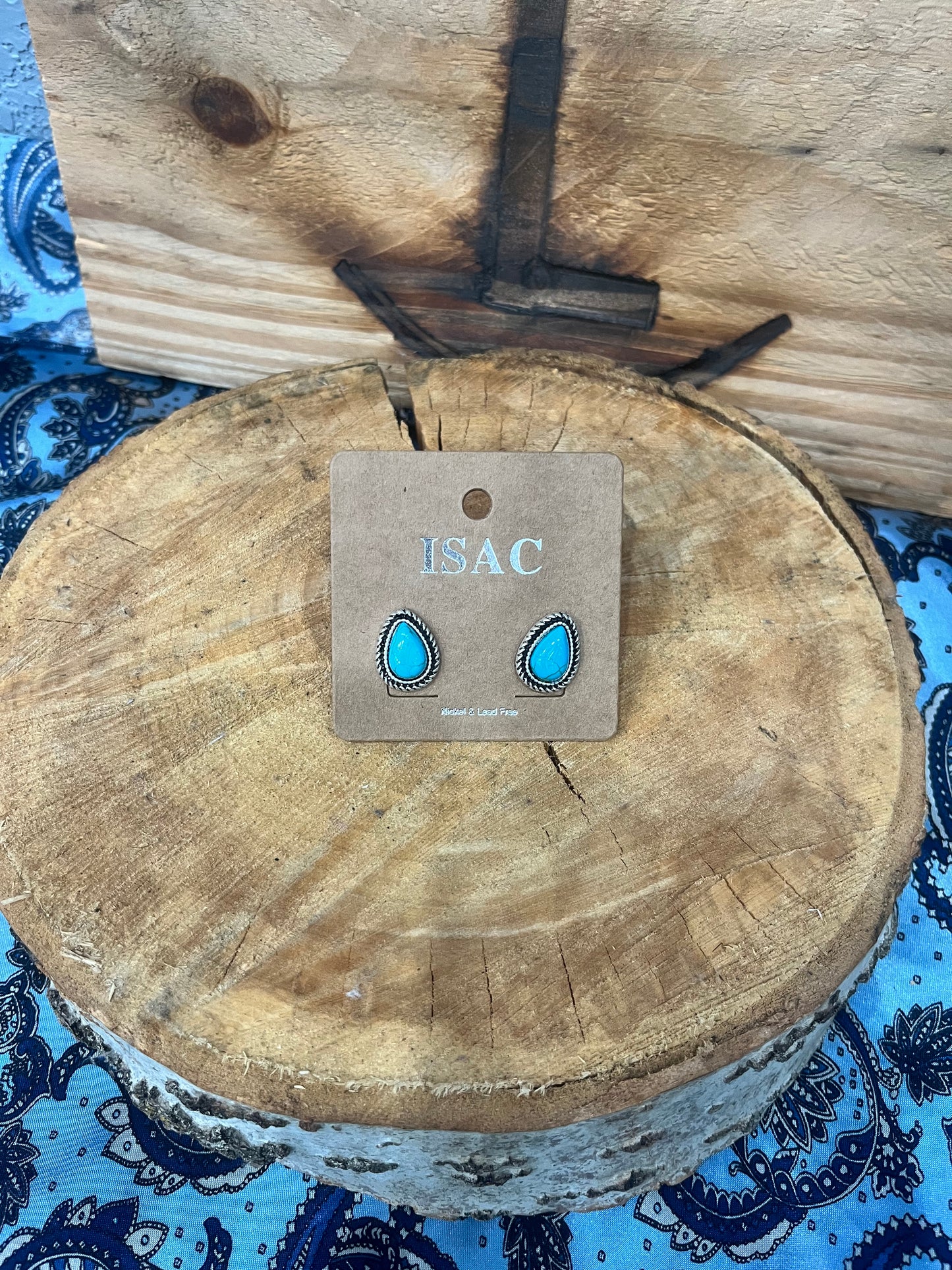 Drop Faux Turquoise Stud Earrings