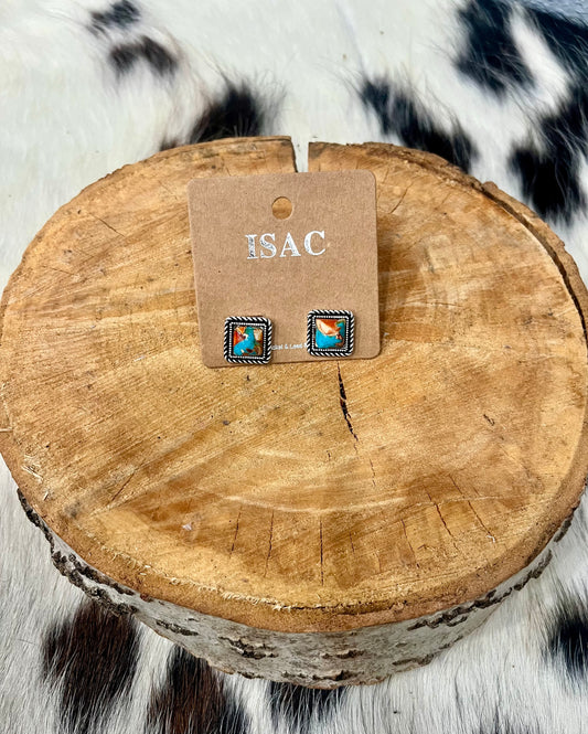 Square Gemstone Earrings