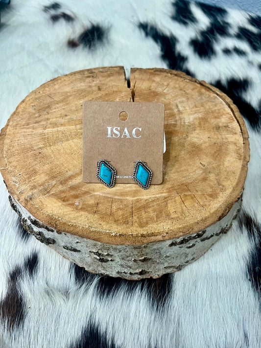 Diamond Faux Turquoise Earrings