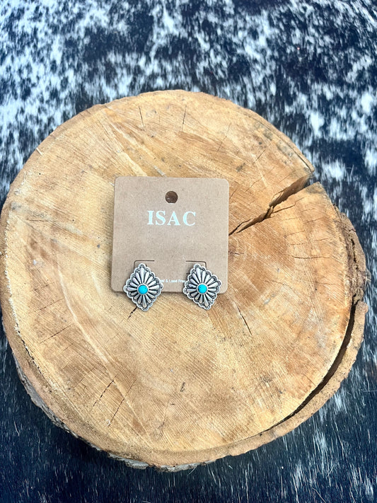 Diamond Shaped Concho Stud Earrings