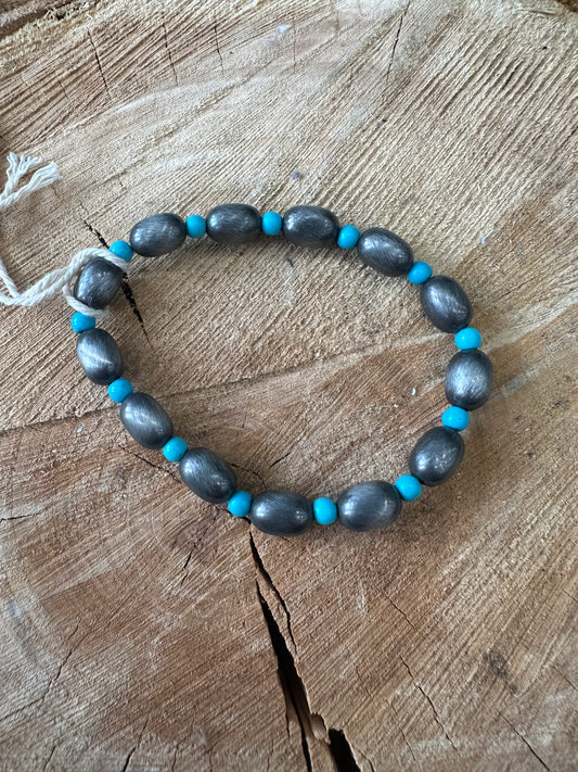 Faux Oval Navajo Bead Stretch Bracelet