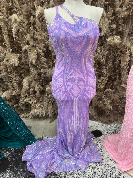 Iridescent Purple One Shoulder Gown